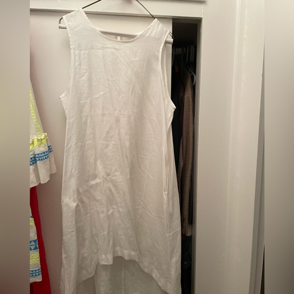 White Asymmetrical Linen Dress
